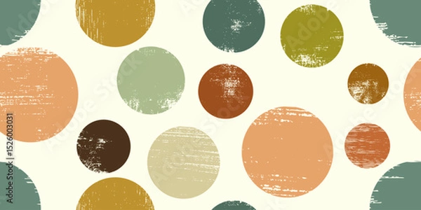 Obraz Abstract geometric seamless pattern with watercolor circles and geometric shapes. Trendy hand drawn textures. Modern abstract design for paper, cover, fabric, interior decor