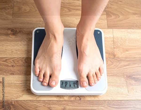 Obraz Woman standing on a digital scale