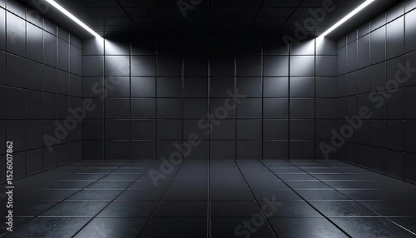 Obraz Dark, modern, empty room with spotlights