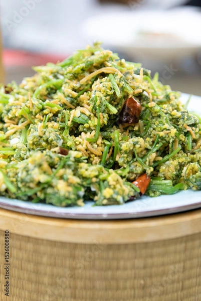 Obraz Steamed vegetable with Dough Lumps (Nongjia Zheng Geda)
