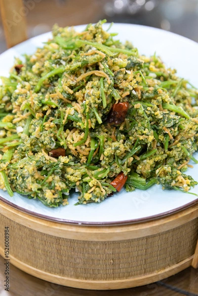 Obraz Steamed vegetable with Dough Lumps (Nongjia Zheng Geda)