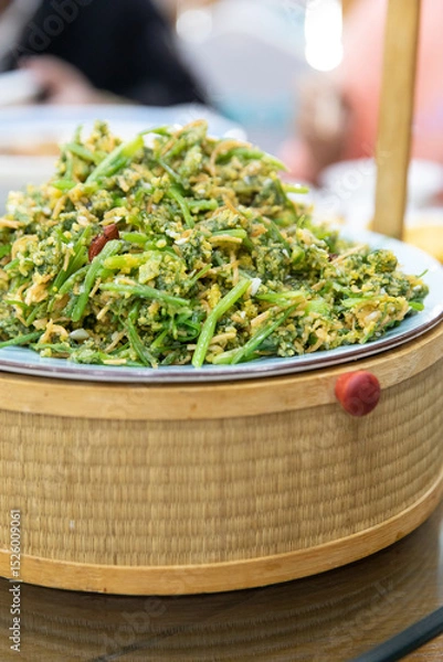 Obraz Steamed vegetable with Dough Lumps (Nongjia Zheng Geda)