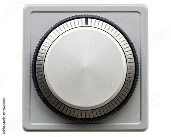 Fototapeta Modern minimalist silver and black rotary control knob for electronics on a transparent background