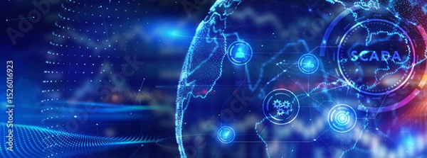 Fototapeta System Supervisory Control And Data Acquisition technology concept. SCADA. 3d illustration