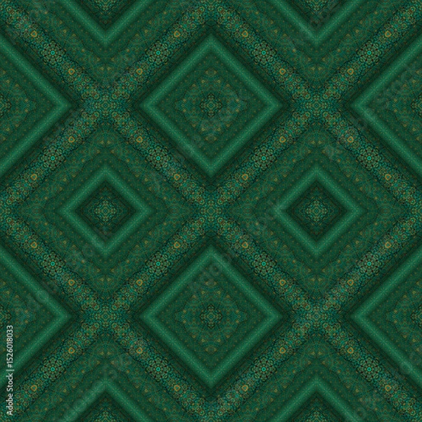 Fototapeta Green geometric pattern with rhombuses. Seamless background for print, web, design.