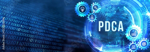 Fototapeta PDCA Plan Do Act Check Business technology concept. Technology, Internet and network concept. 3d illustration