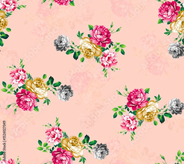 Fototapeta All Over Flower Design Seamless Pattern With Some Texture Digital Print Textile