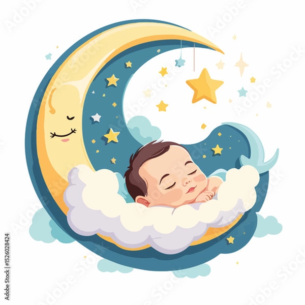 Fototapeta Moon with Baby Icon Vector