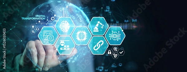 Fototapeta Concept of digitization of business processes and modern technology. Digital transformation.