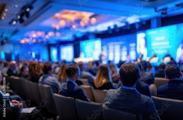 Fototapeta Audience attending business conference presentation event