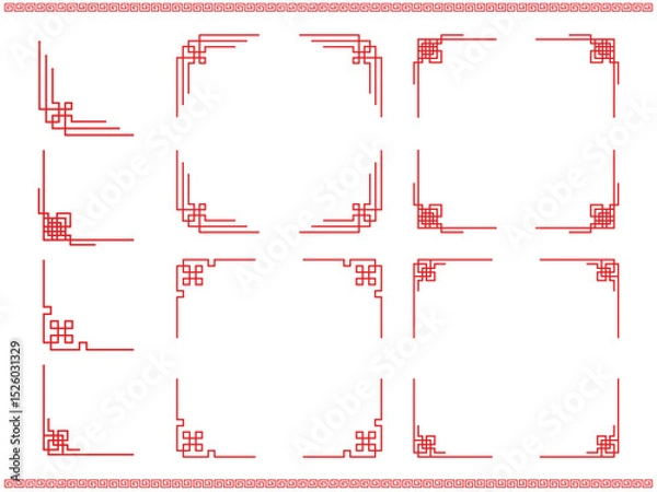 Obraz 中華風の角のフレーム素材セット