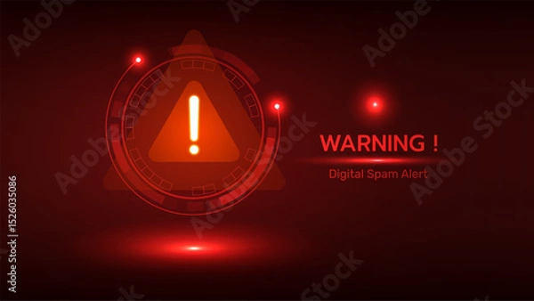Fototapeta HUD Warning Spam Interface Vector with Alert Display Screen UI and Critical Danger Alarm Caution.