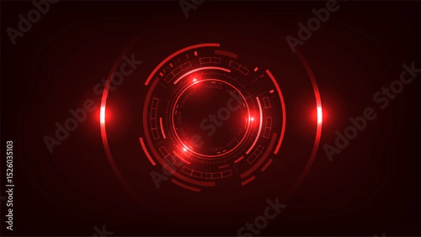 Fototapeta Red HUD Vector Circle Display with Digital Tech Interface and UI Screen.