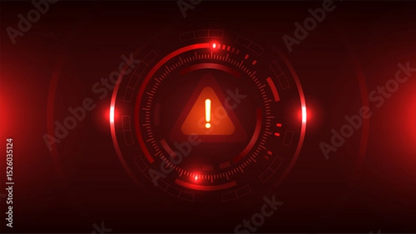 Fototapeta HUD Warning Spam Interface Vector with Alert Display Screen UI and Critical Danger Alarm Caution.