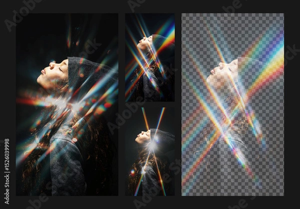 Fototapeta Vertical Diffraction Photo Effect Mockups