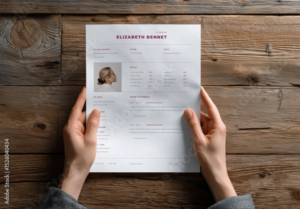 Fototapeta Two Hands Holding Realistic Paper Mockup