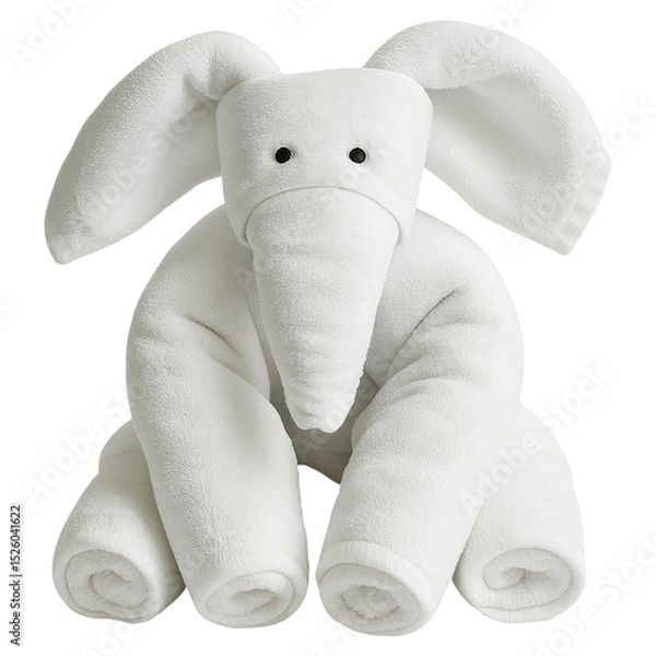 Obraz Adorable White Towel Elephant Animal Shape Folded for Hotel Room Decor