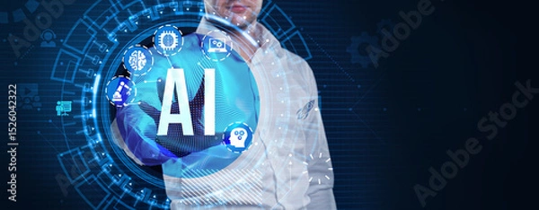 Obraz AI Learning and Artificial Intelligence Concept. Business, modern technology, internet and networking concept.