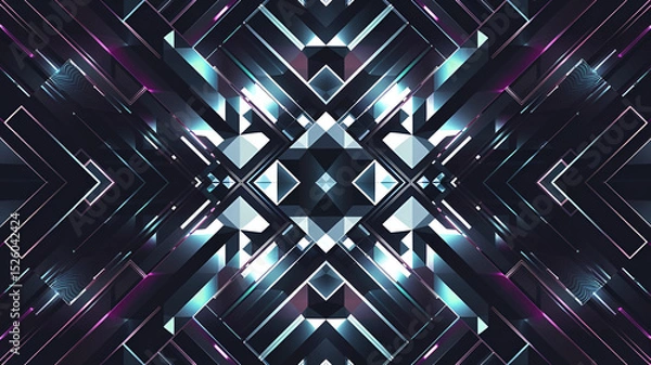 Fototapeta Futuristic geometric pattern background, iridescent holographic polygons