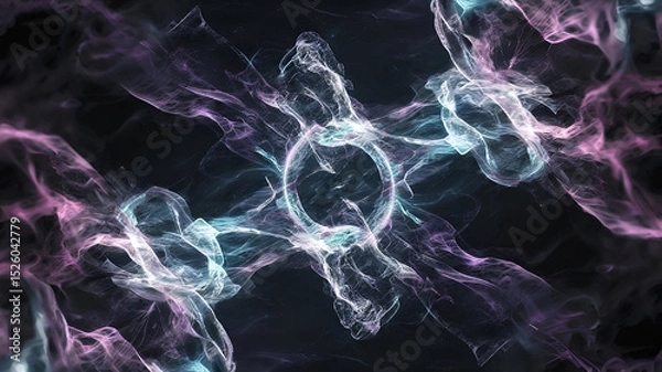 Fototapeta A high-resolution visual of quantum computing with ethereal glowing particles forming complex data structures.