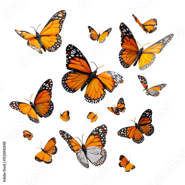 Fototapeta butterflys flying pose isolated on white background