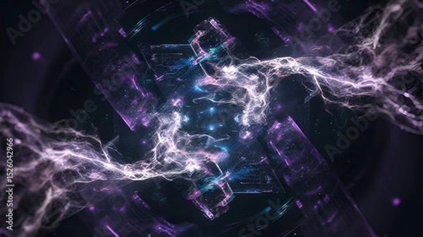 Fototapeta A high-resolution visual of quantum computing with ethereal glowing particles forming complex data structures.