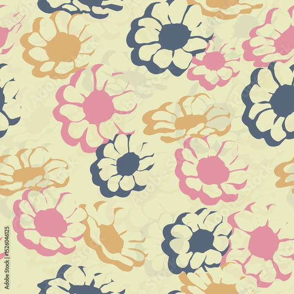 Fototapeta All Over Flower Design Seamless Pattern With Some Texture And Negative Digital Print Textile