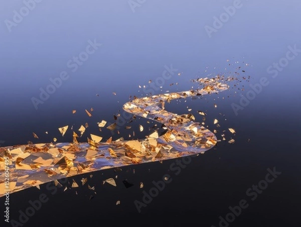 Fototapeta Golden ribbon path through space