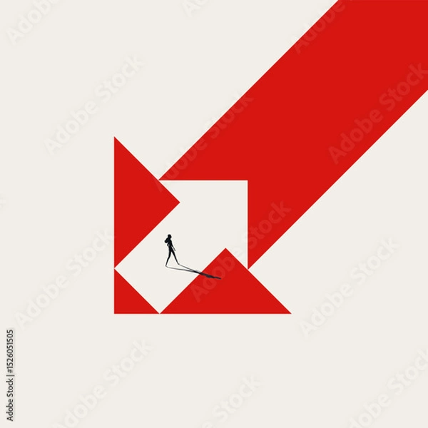 Fototapeta Business leader vector concept. Go your own way, visionary, strategy symbol. Minimal design eps10 illustration