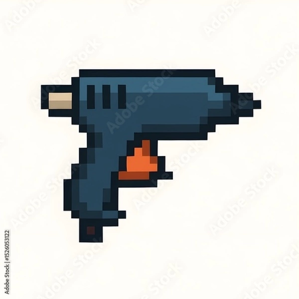 Fototapeta Pixel Art Hot Glue Gun on White Background