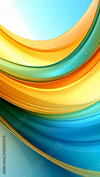 Obraz A vibrant abstract design featuring flowing lines in blue, yellow, and green hues.