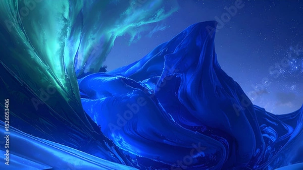 Obraz A vibrant, abstract representation of a wave illuminated by colorful light.