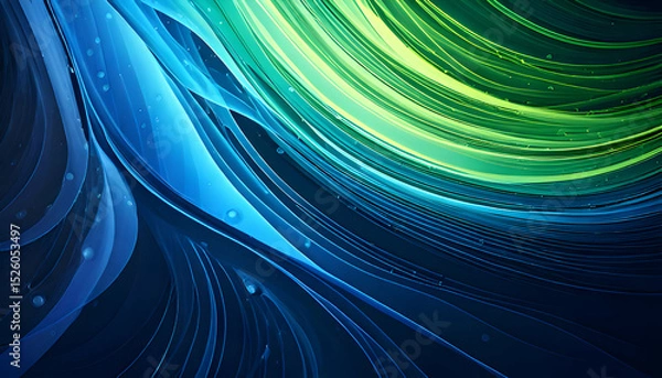 Obraz Abstract swirling lines in shades of blue and green, creating a dynamic visual effect.