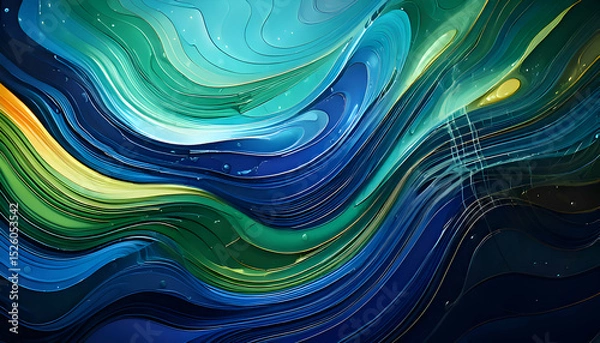 Obraz Abstract waves of color blending harmoniously in a fluid design.