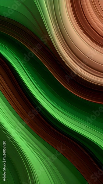 Obraz Abstract wavy design featuring green and brown tones, creating a dynamic visual effect.