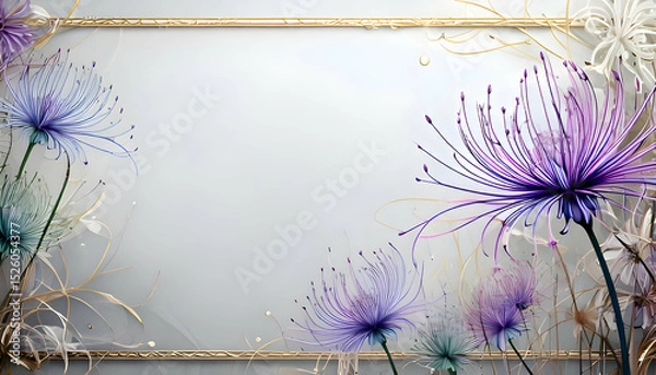 Obraz A decorative frame with colorful flowers, suitable for invitations or announcements.