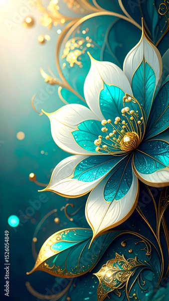 Obraz A vibrant, stylized flower design with intricate details and a soothing color palette.