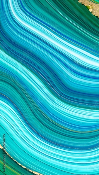 Obraz Abstract waves of turquoise and blue create a soothing, fluid visual effect.