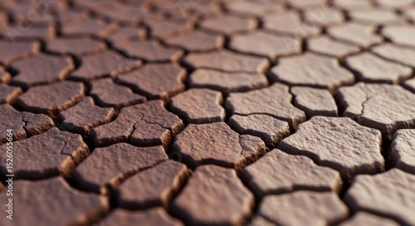 Fototapeta Cracked Dry Soil Texture in Drought Area