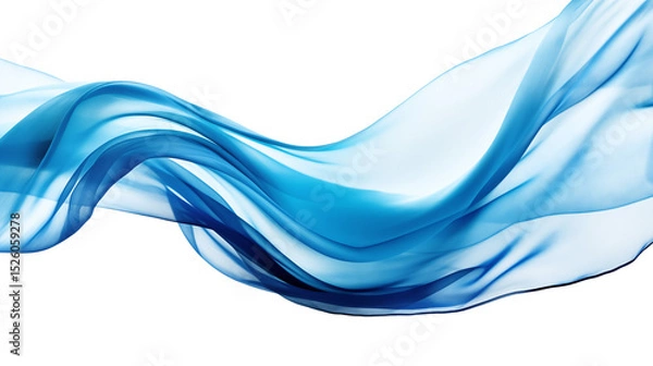Obraz Flowing light blue fabric on a transparent background