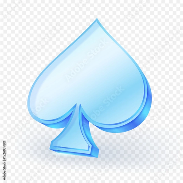 Fototapeta 3D glass blue Aces playing cards symbol with light reflection and soft shadows. Perfect for casino, Suits card game, or digital UI design. icon vector illustration.