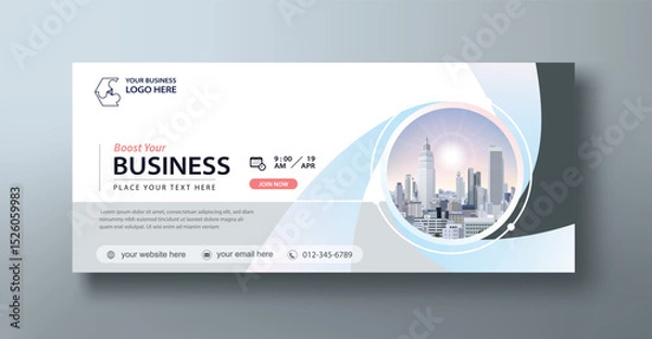 Fototapeta Corporate web banner mockup, a social media template for branding and a cover header background for websites