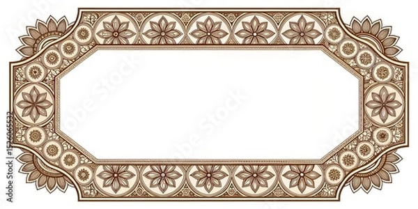 Fototapeta black and white floral ornament frame and Eslimi Tazhib Iranian Art Design Text Box Text Input Area Floral Vector Old Vintage Art