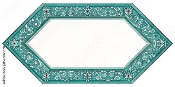 Fototapeta black and white floral ornament frame and Eslimi Tazhib Iranian Art Design Text Box Text Input Area Floral Vector Old Vintage Art