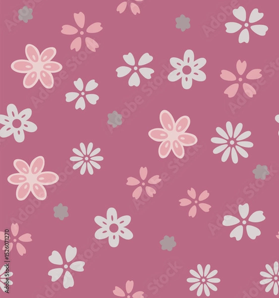 Fototapeta Japanese Cute Flower Fall Vector Seamless Pattern
