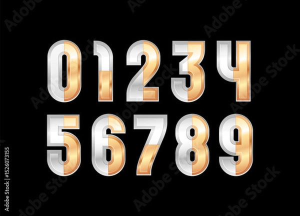 Obraz Golden numbers, 3D gold numerals made in beauty style, vector illustration 10EPS