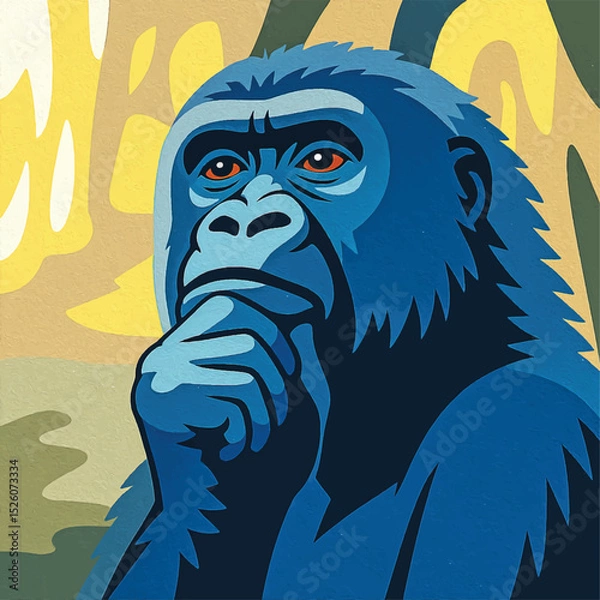 Obraz Adobe Illustrator Artwork The Thinking Ape – Contemplative Gorilla Illustration