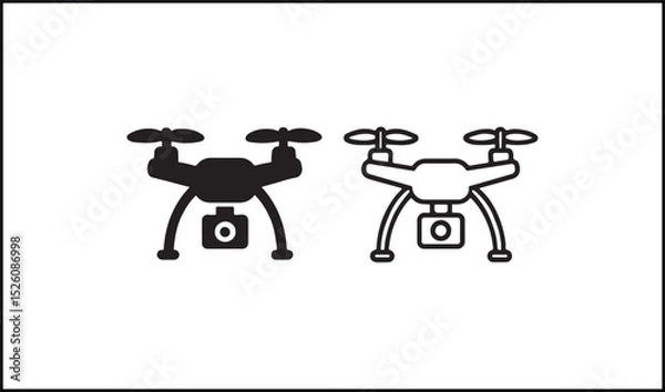 Obraz Drone vector in black solid and outline tech icon design