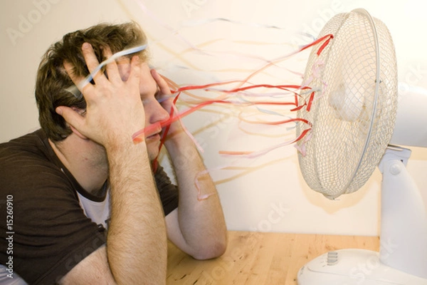 Fototapeta Man and ventilator