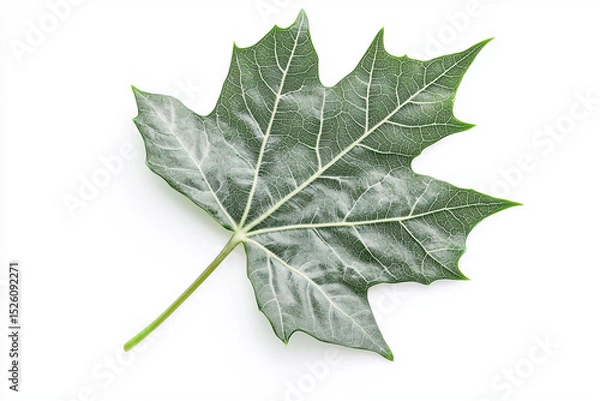 Fototapeta Green maple and oak leaves isolated on a white background, showcasing nature's vibrant foliage